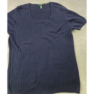 Lauren Ralph Lauren Womens 3XL Blue Ribbed Sweater‎